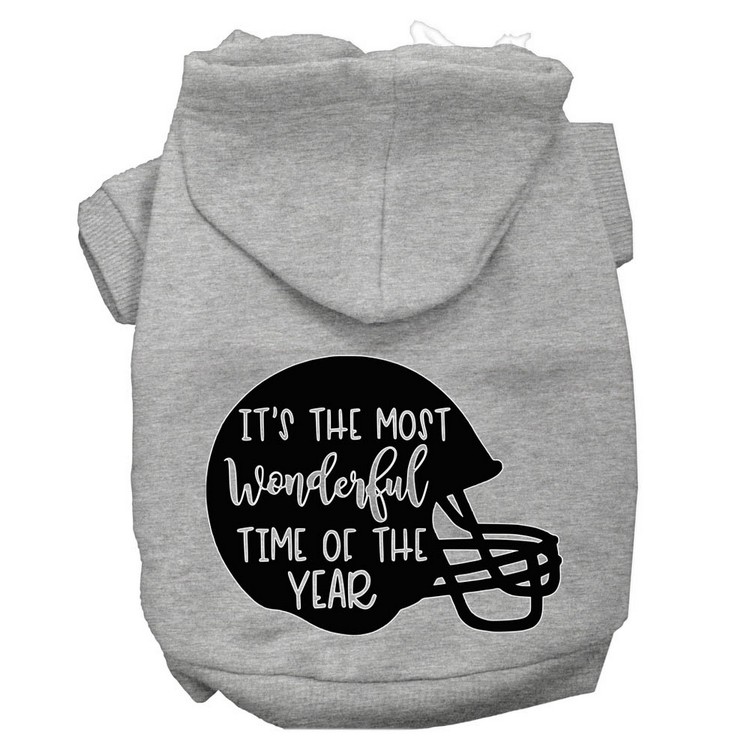 Most Wonderful Time of the Year (Football) Screen Print Dog Hoodie Grey XXXL